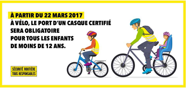 Casque de vélo obligatoire pour les enfants de moins de 12 ans