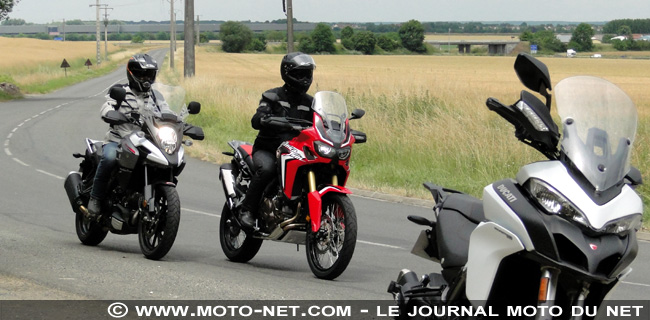 Essai comparatif Ducati Multistrada 950 Vs Honda Africa Twin Vs Suzuki V-Strom 1000 : en plein dans le mille