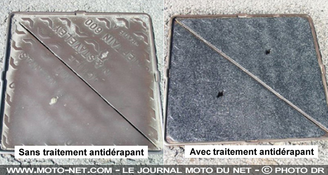 Traitement antidérapant des plaques d'égout
