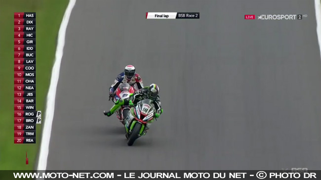  Sortie de jambe au freinage : le clash Haslam Vs Dixon en British Superbike