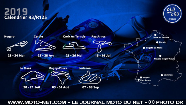 Les challenges Yamaha YZF-R125 et YZF-R3 repartent pour sept tours en 2019