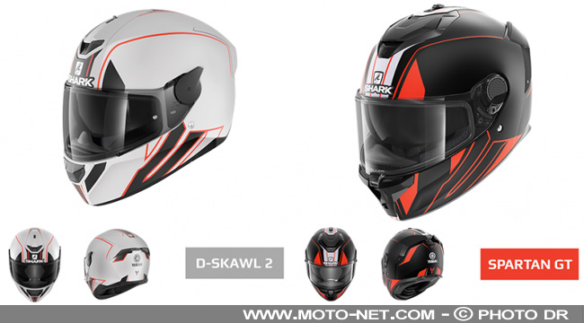  Quatre casques Shark aux couleurs des motos et scooters Yamaha 