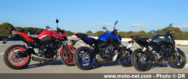 Hornet 750 Vs MT-07 Vs Z650 : le bilan de notre comparo en vidéo