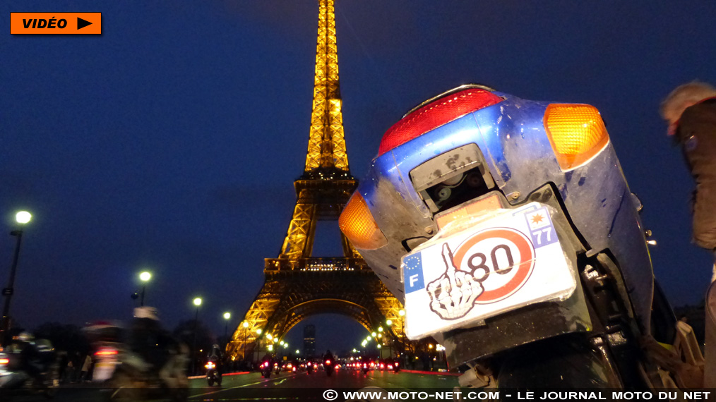 Motards et automobilistes défilent dans Paris contre la limitation de vitesse à 80 km/h