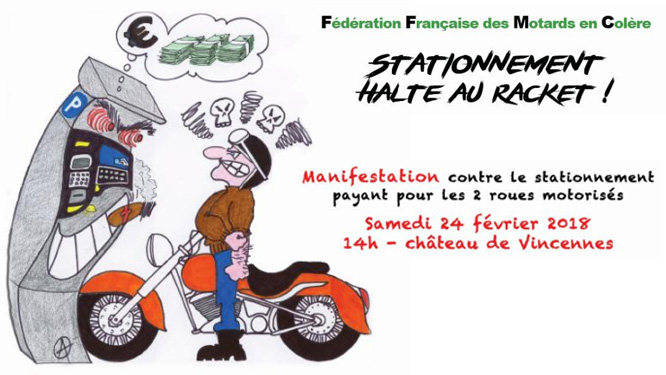 Manif FFMC contre le stationnement moto payant