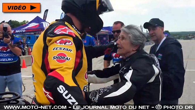 Vidéo moto : une américaine fait son baptême sur circuit à 91 ans