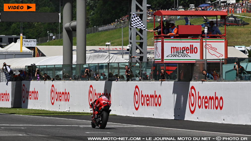 Les meilleurs moments du GP d'Italie MotoGP 2024 en vidéo

La lutte pour le titre entre les deux futurs coéquipiers de l'équipe d'usine Ducati - Bagnaia et Martin - s'intensifie après le week-end parfait du champion en titre, alors que son rival madrilène est parti à la faute au sprint avant de voir le &quot;numero uno&quot; et Bastianini réaliser le doublé en course principale. Le Mugello ne sourit pas en revanche pour Fabio Quartararo et Johann Zarco, hors des points. Résumé vidéo.
