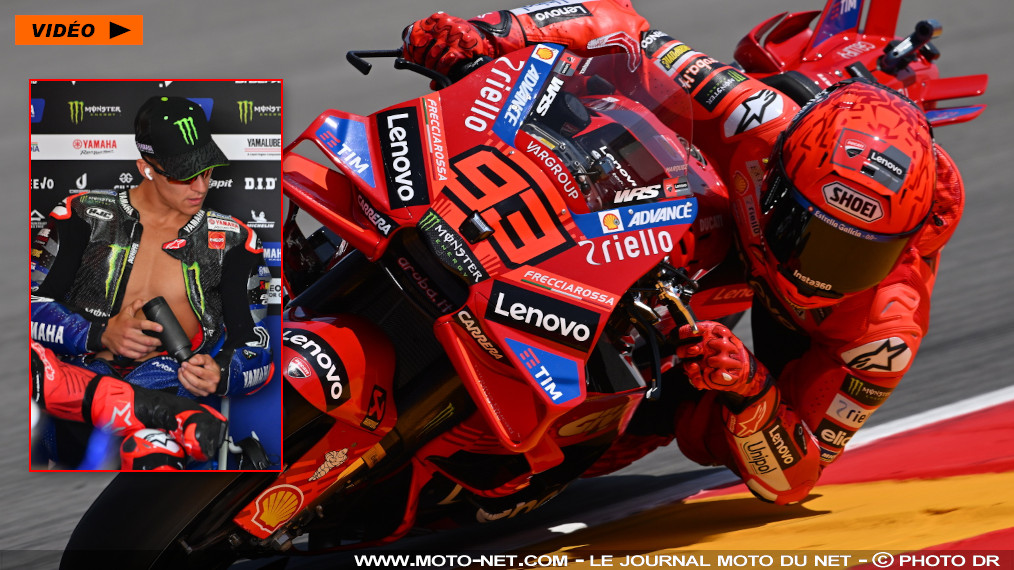 Les Marquez et Zarco en forme à Aragon, Quartararo hors de ses gonds

Une seconde plus rapide que ses concurrents ce matin en FP1 du GP d'Aragon, Marc Marquez a été partiellement rattrapé cet après-midi par son frère Alex, mais compte encore une demi-seconde de marge sur les autres. Vinales signe le 3ème chrono sur sa KTM Tech3, Zarco le 6ème sur sa Honda LCR… et Quartararo le 18ème sur sa Yamahaaaaaaa M1.
