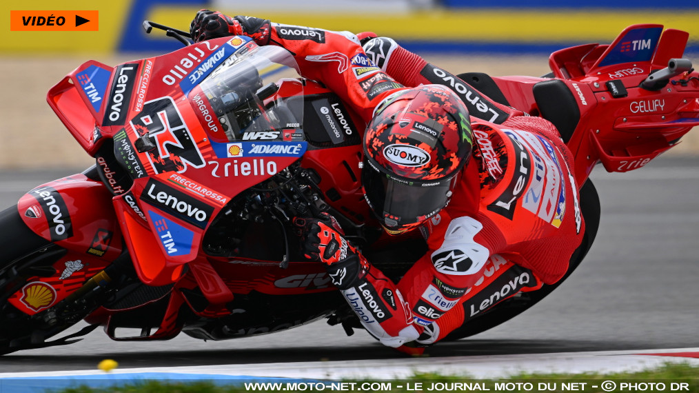 Première pole 2025 pour Bagnaia devant Marquez et Quartararo

Contraint de participer à la Q1 ce samedi à Brno, Pecco Bagnaia s'est propulsé en tête de la grille de départ du GP de République Tchèque ! Tombés dans le même virage en toute fin de Q2, Marquez et Zarco se contentent des 2ème et 9ème places. Quartararo partira 3ème sur sa Yamaha, Bezzecchi 4ème sur son Aprilia, Mir 5ème sur sa Honda. Le n°1 Martin est 12ème.
