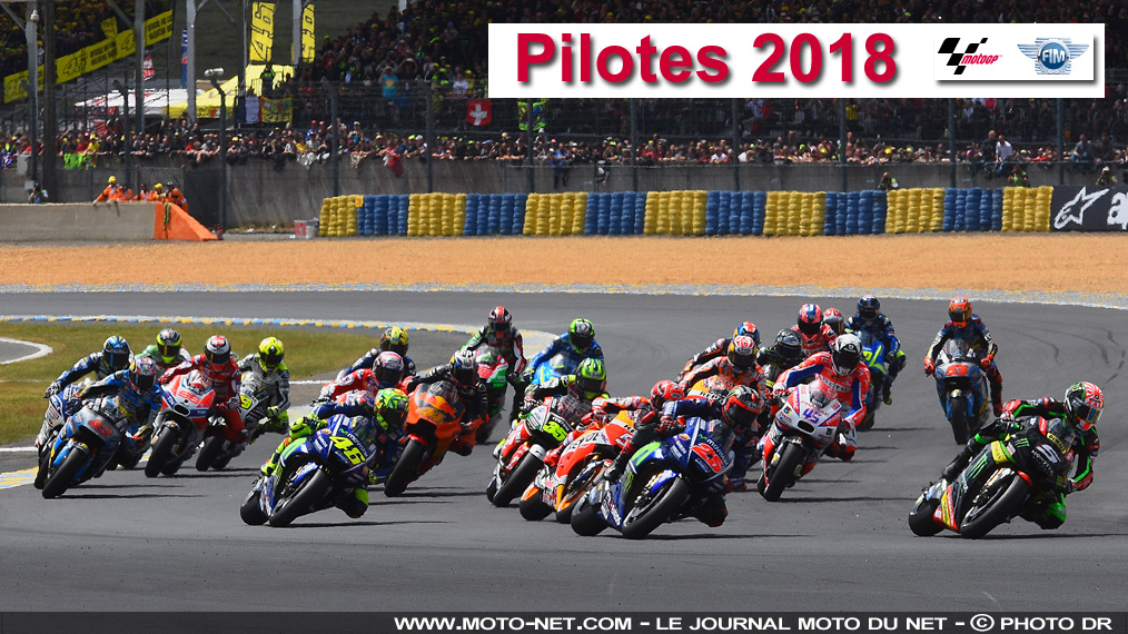 Liste officielle des pilotes MotoGP, Moto2 et Moto3 pour la saison 2018