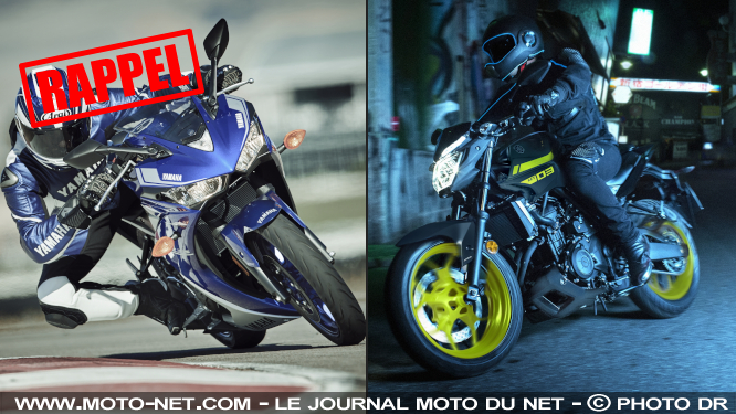 Rappel des Yamaha MT-03 et YZF-R3 pour remplacer la durit de radiateur et le ressort de sélecteur