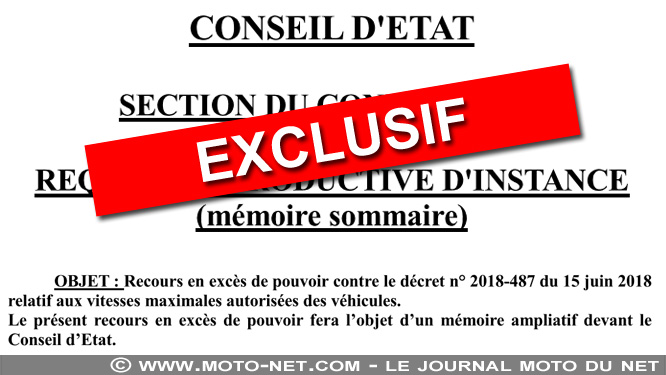 Exclusif : Moto-Net.Com publie le recours devant le Conseil d'Etat contre les 80 km/h