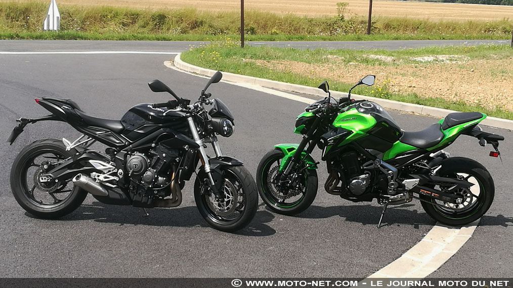 Duel roadsters sur MNC : Z900 contre Street Triple S