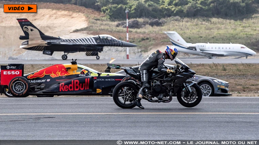 [Vidéo] Sofuoglu et sa Ninja H2R remportent une course moto... auto et avion !