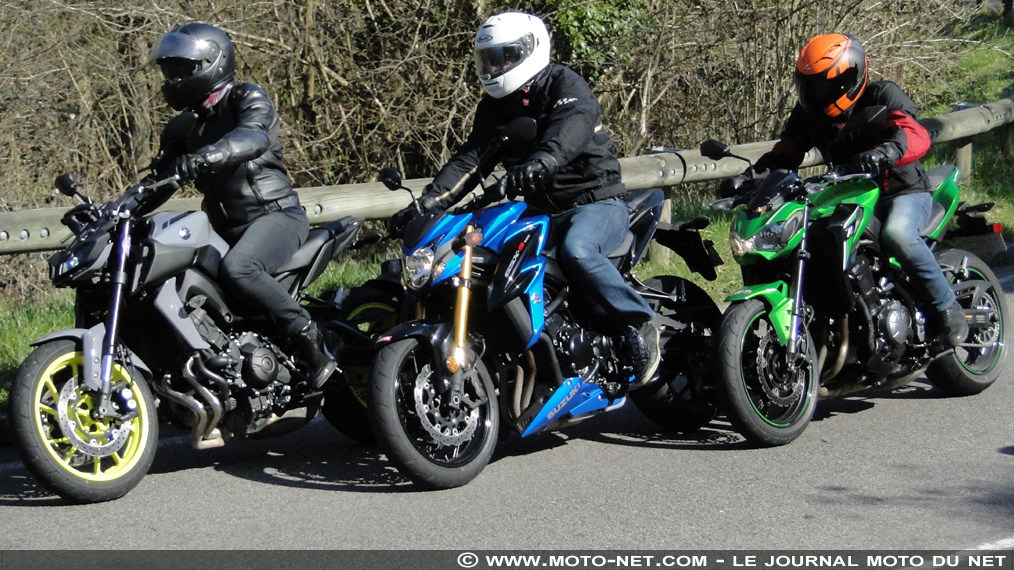 Z900 Vs GSX-S750 Vs MT-09 : Élection du meilleur roadster japonais "maxi-mid-size"